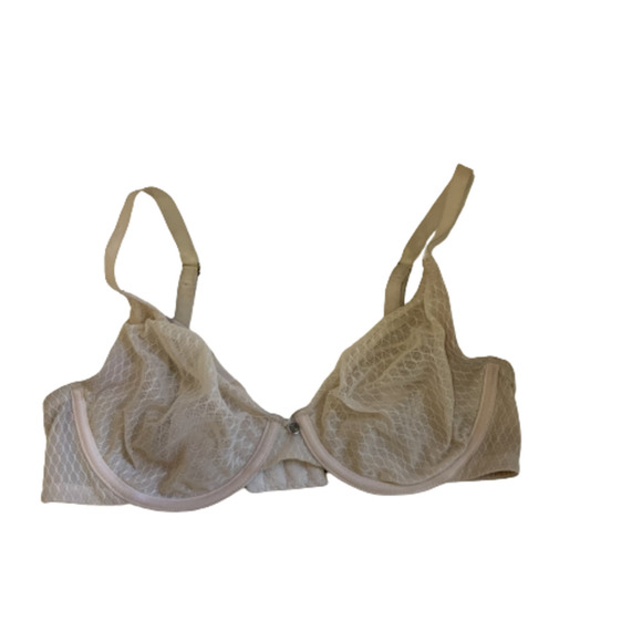 NATORI Paradox Unlined Unpadded Underwired T-Shirt Bra Beige Mesh Seamless 32D - Picture 2 of 6